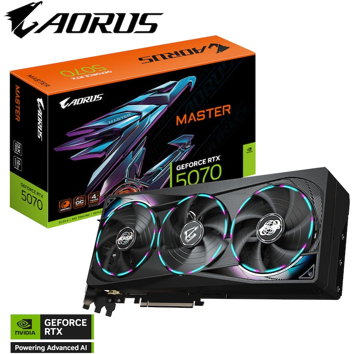 Placa Video GIGABYTE AORUS GEFORCE RTX 5070 MASTER 12GB GDDR7 192 bit, PCIE 5.0, 3x DP 1x HDMI